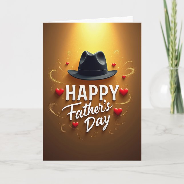 Golden Fathers Day Fedora Kort (Framsida)