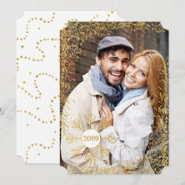 Golden Faux Glitter och Snowflake-julfoto Julkort