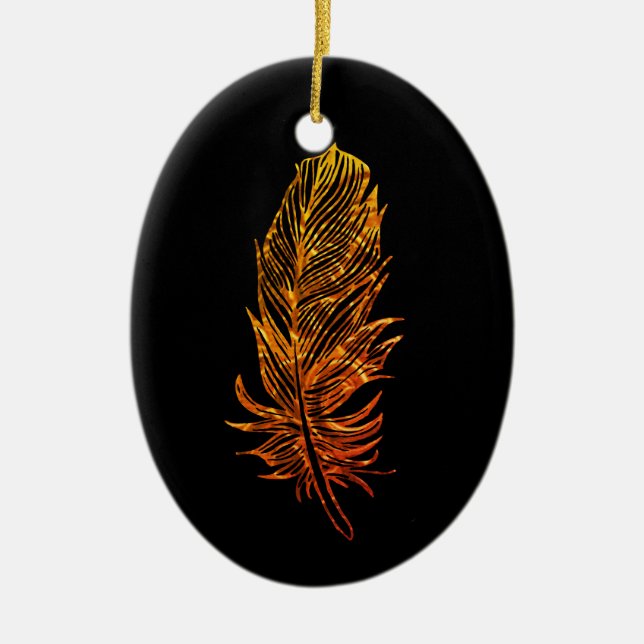 Golden Feather Art Oval Ornament (Framsidan)