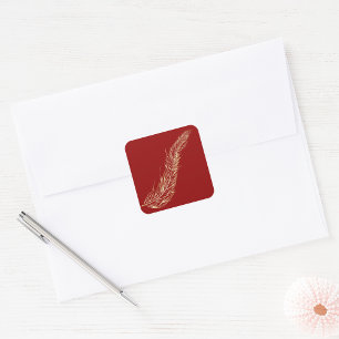 Golden Feather Fyrkantigt Klistermärke