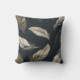 Golden Feather Mönster Pillow Kudde