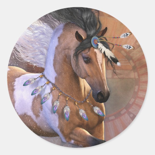 Golden Feather Stickers Runt Klistermärke (Framsida)