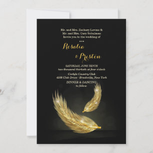 Golden Feathers-bröllopsinbjudningar Inbjudningar