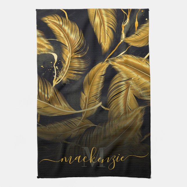 Golden Feathers Kökshandduk (Vertikal)