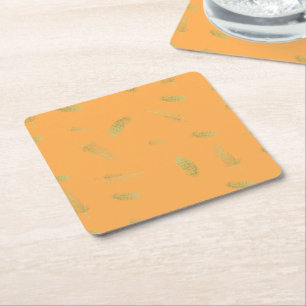 Golden Feathers Marigold Underlägg Papper Kvadrat