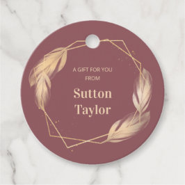 Golden Feathers på Mauve Gåvor Etiketter