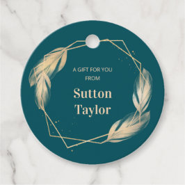 Golden Feathers på Teal Gåvor Etiketter