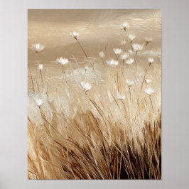Golden Field Blossoms #4 – Warm Neutral Wildflower Poster