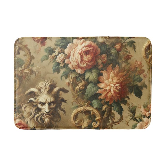 Golden Fiend - Gothic Blommigt Badrumsmatta (Framsidan)