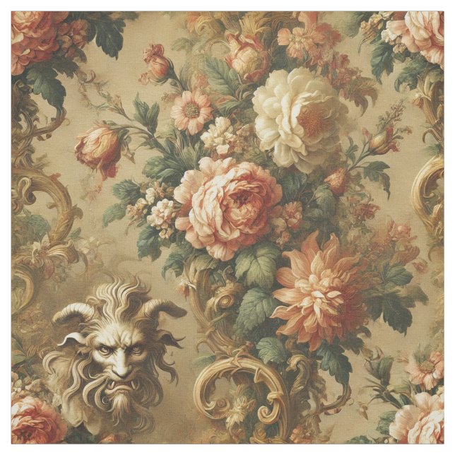 Golden Fiend - Gothic Påstående Tile Tyg (Provkarta)