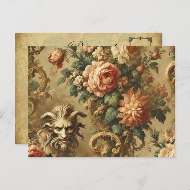 Golden Fiend - Gothic Victorian Helg Vykort (Fram/baksida)