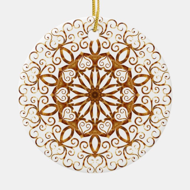 Golden Filigree flake på vitt Julgransprydnad Keramik (Framsidan)