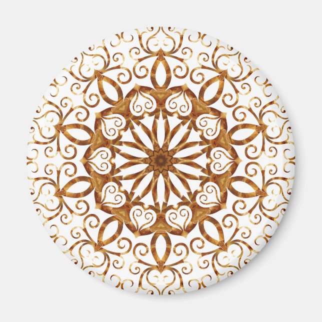 Golden Filigree flake på vitt Magnet (Framsidan)