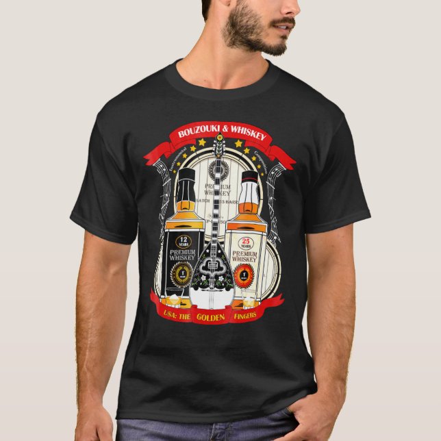 Golden Finger Bouzouki och Whiskey T Shirt (Framsida)