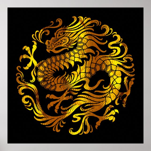 Golden Fire: A Dragons Engrave Poster (Framsidan)