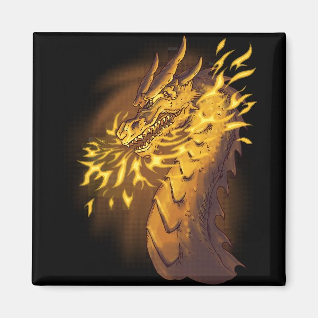 Golden Fire Dragon Magnet (Framsidan)