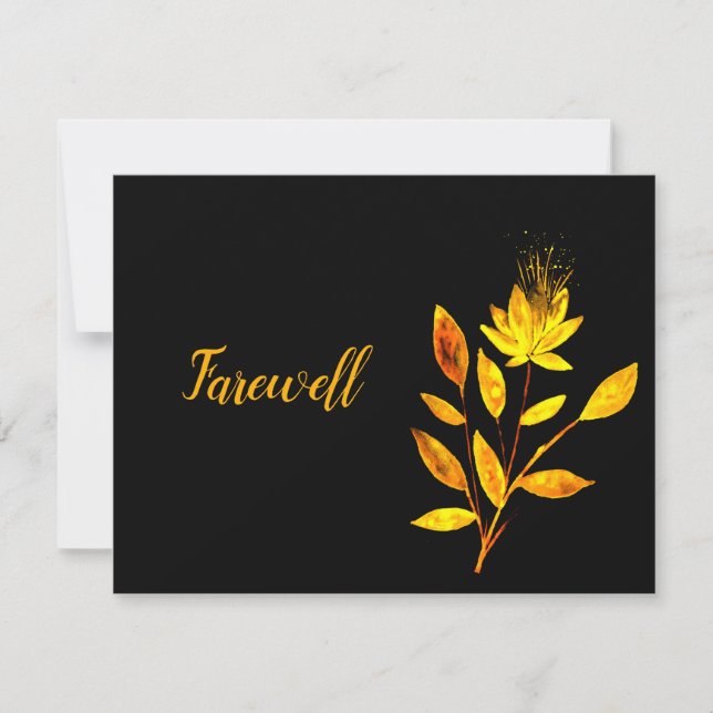Golden Fire Flowers Farewell Card Anteckningskort (Framsida)