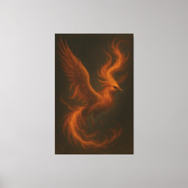 Golden Fire Phoenix • Luxury Fine Art Canvas Print (Framsida)