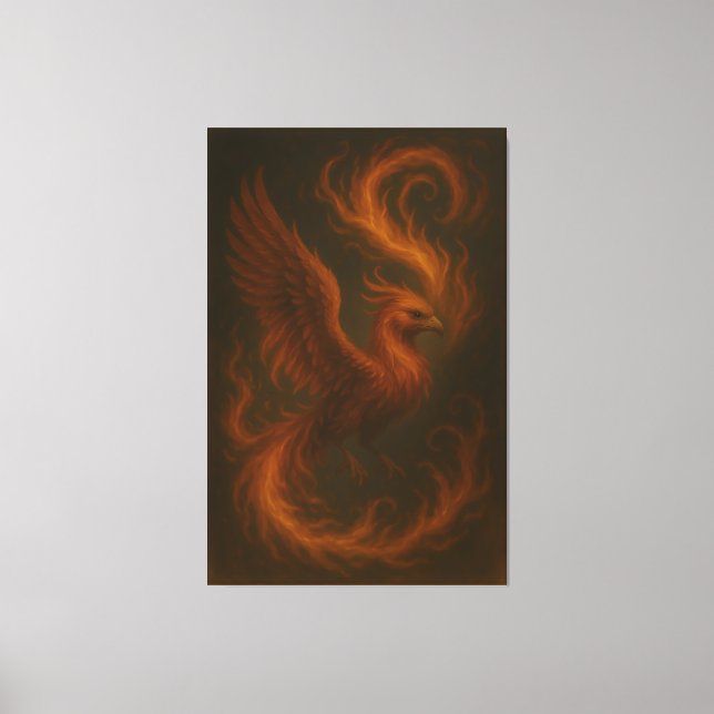 Golden Fire Phoenix • Luxury Fine Art Canvas Print (Framsida)