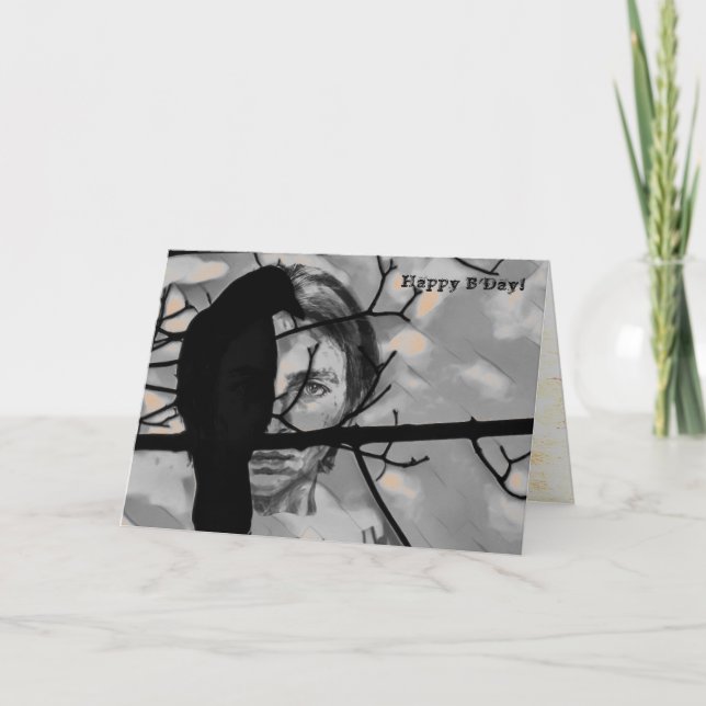 Golden Fire Raven Ansikte Kort (Framsida)