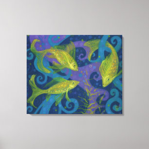 Golden Fish, Blue & Gult, undervatten Canvastryck