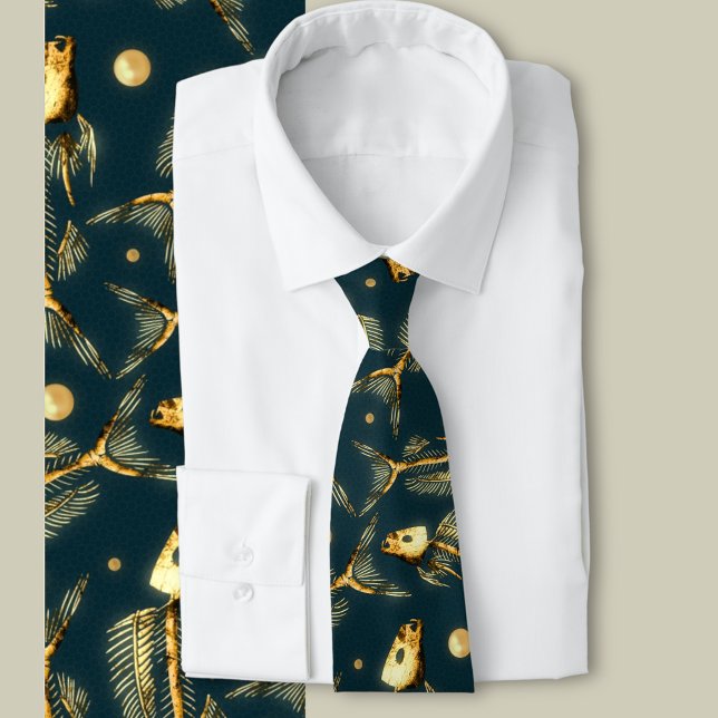 Golden Fish Bones   Slips (A golden fish bone and pearl pattern for the dark and deep ocean lover)