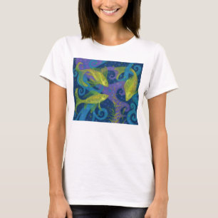 Golden Fish Fishing Underwater Animal Art Painting T Shirt