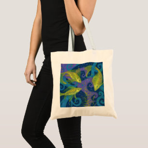 Golden Fish Fishing Underwater Animal Art Painting Tygkasse