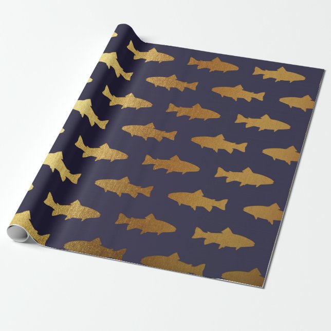 Golden Fish Shark Ocean Sea Blue Vip Yacht Presentpapper (Utrullad)