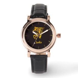Golden flame-häst med eget namn armbandsur