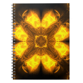 Golden Flame Kaleidoscope Fractal Art Anteckningsbok