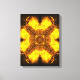 Golden Flame Kaleidoscope Fractal Art Canvastryck