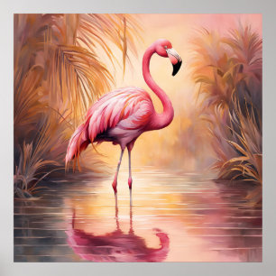 Golden Flamingo Elegance Poster