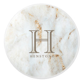Golden Flecked White Marble Monogram Knopp