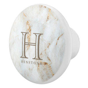 Golden Flecked White Marble Monogram Knopp
