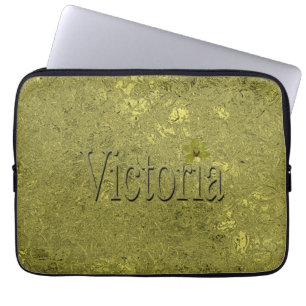 Golden Flecks Victoria Namn Design Laptop Fodral