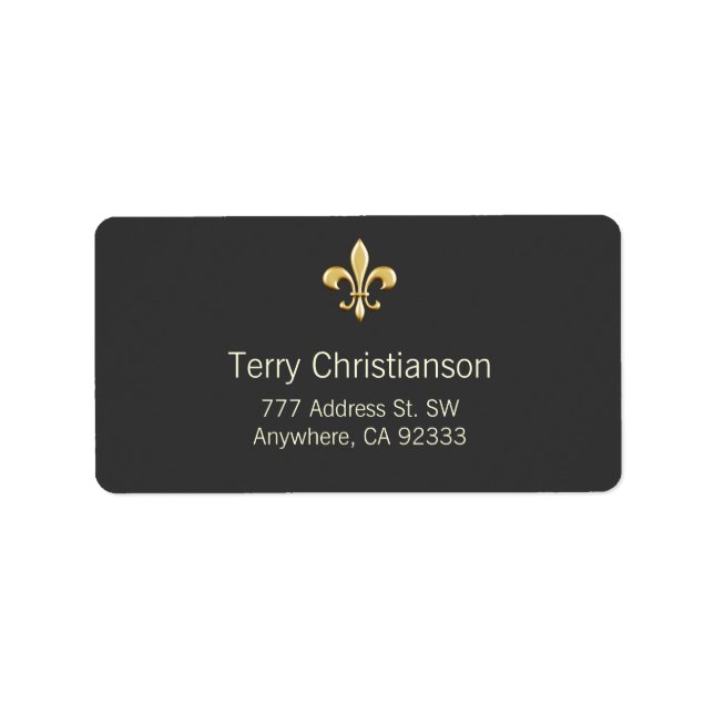 Golden Fleur De Lis Adressetikett (Framsidan)