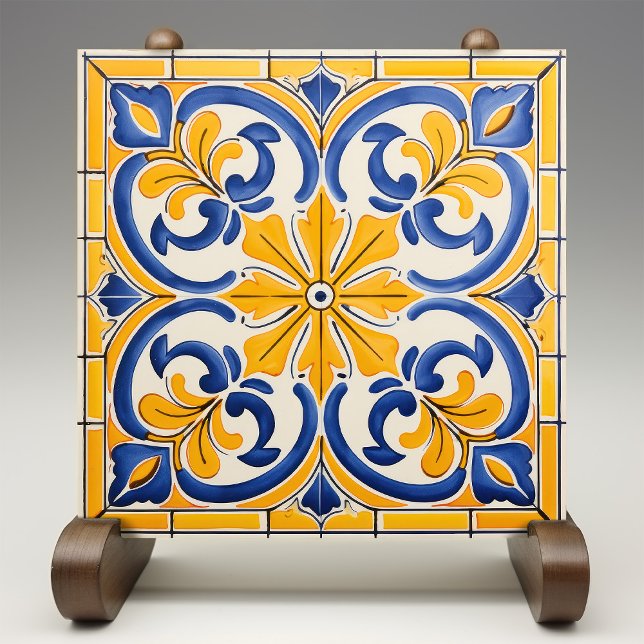 Golden Fleur-de-Lis Azulejo Print Kakelplatta (Skapare uppladdad)