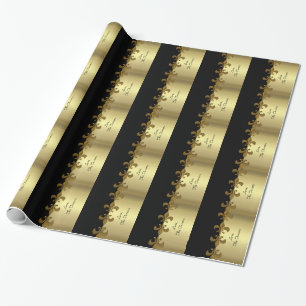 Golden Fleur-de-lis black and guld anpassningsbar  Presentpapper