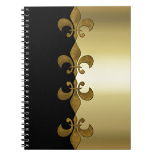 Golden Fleur-de-lis black golden anpassningsbar mo Anteckningsbok Med Spiral