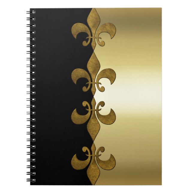 Golden Fleur-de-lis black golden anpassningsbar mo Anteckningsbok Med Spiral (Framsidan)