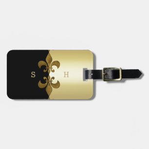 Golden Fleur-de-lis black golden anpassningsbar mo Bagagebricka