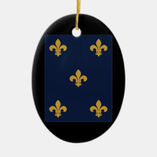 Golden Fleur De Lis Julgransprydnad Keramik