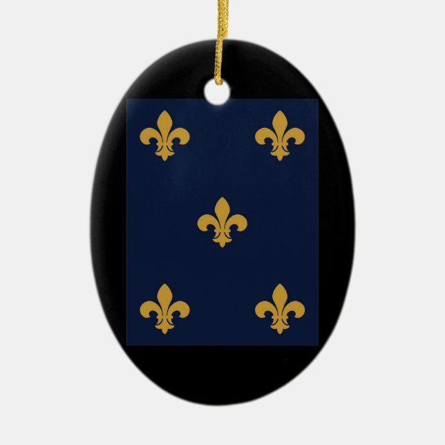 Golden Fleur De Lis Julgransprydnad Keramik (Framsidan)