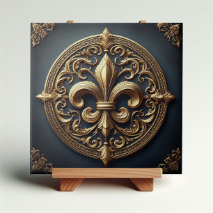 Golden Fleur De Lis Kakelplatta