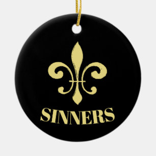 Golden Fleur De Lis, lägg till, redigera text Julgransprydnad Keramik