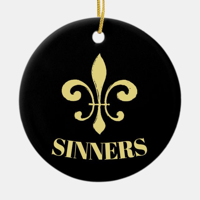 Golden Fleur De Lis, lägg till, redigera text Julgransprydnad Keramik (Framsidan)