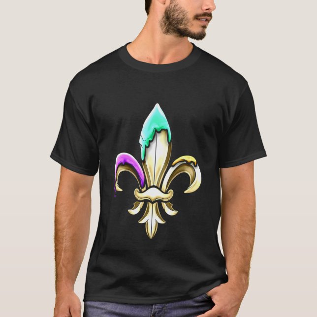 Golden Fleur de Lis med Lila Grönt och Golden C T Shirt (Framsida)
