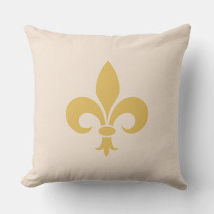 Golden Fleur de Lis on Light Champagne Beige Kudde