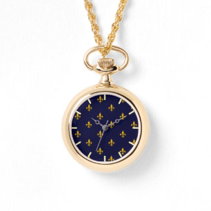 Golden Fleur de Lis on Navy Blue Armbandsur